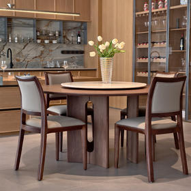 【中古风-ZG301餐桌】黑胡桃/客厅/餐厅/奢石餐桌/圆餐桌/实木餐桌