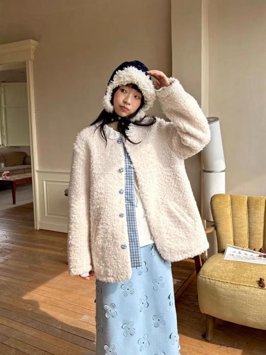 nothe Case布然/NC254202/「奶白雪林」夹棉加厚门襟格子羊羔毛外套上衣 商品图0