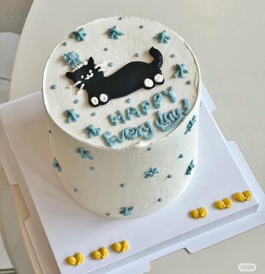 【优品系列】---【黑色小猫猫】送儿童、男孩、男友生日蛋糕 商品图0