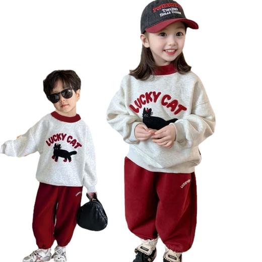 2026年马年新年男童女童加绒套装卫衣裤冬新款儿童韩版上衣宝宝冬季两件套80-150★ 商品图3