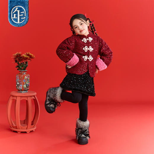 【年衣品牌团】年衣童装儿童中式唐装外套冬季新品女童加棉摩登时代唐装   1207 商品图2