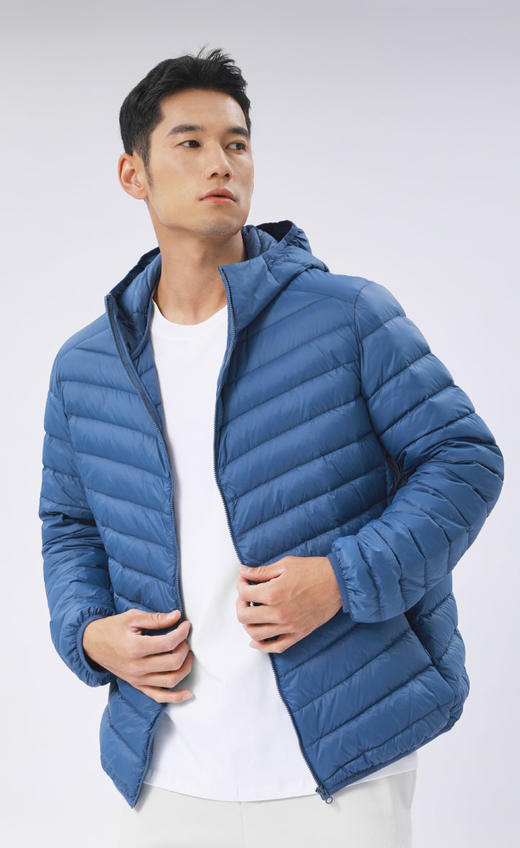 男士品牌售价1300轻薄连帽排骨90白鸭绒羽绒服 商品图8