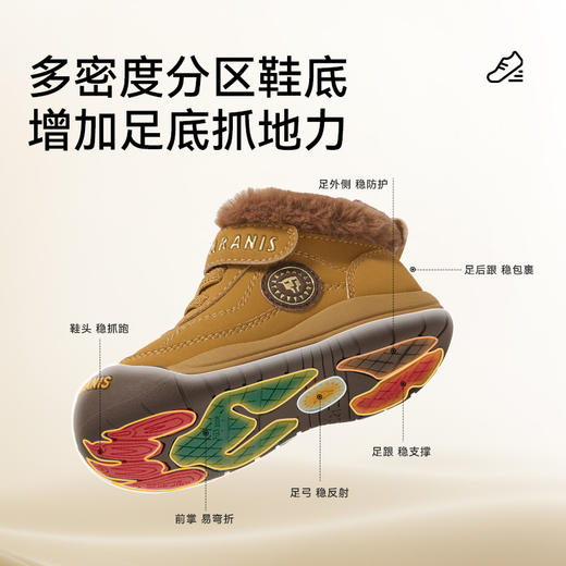 泰兰尼斯冬季新款218运动鞋保暖加绒舒适男女童学步鞋T01T5D6759 商品图3