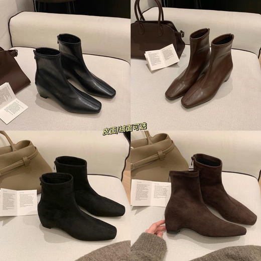 特定新款超有女人味纯皮羊猄皮加绒猫跟短靴 商品图1