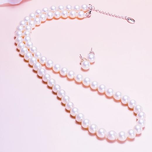 岸纾 天然淡水无核珍珠精品项链配耳钉一对 商品图1