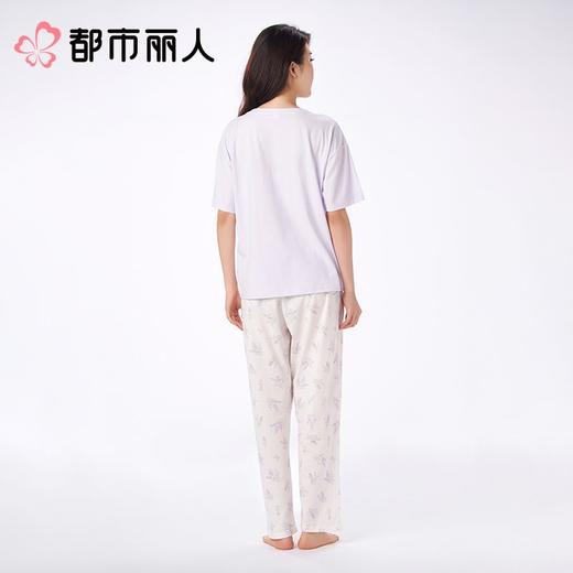 都市丽人女士睡衣纯棉单面家居服短袖长裤棉质套装LHC2B0 商品图2