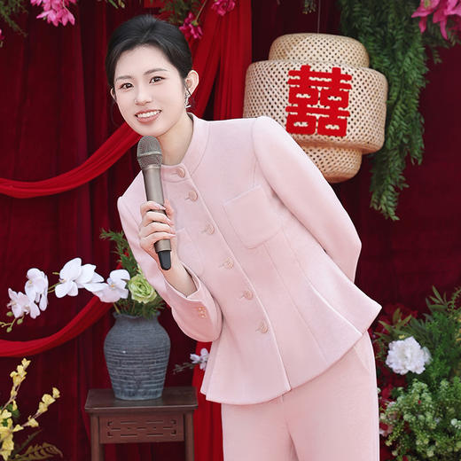 法小曼*子珍专款/春秋高端粉色面试职业装套裙女设计感小香风 商品图5