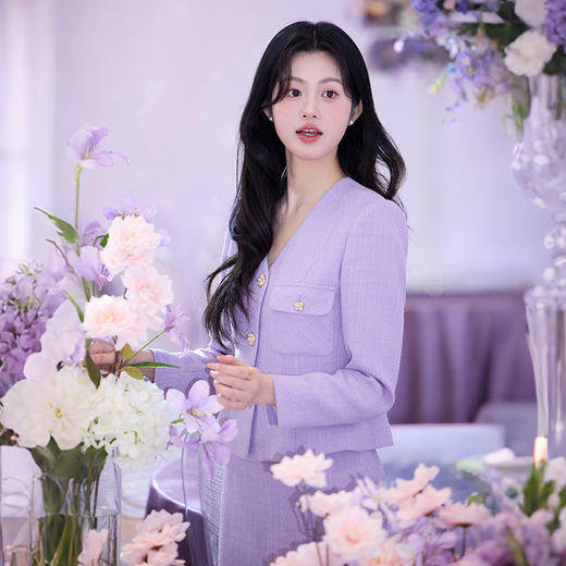 法小曼*子珍专款/紫色小香风套装2025新款女装秋季高端女神范贵妇名媛两件套裙 商品图1