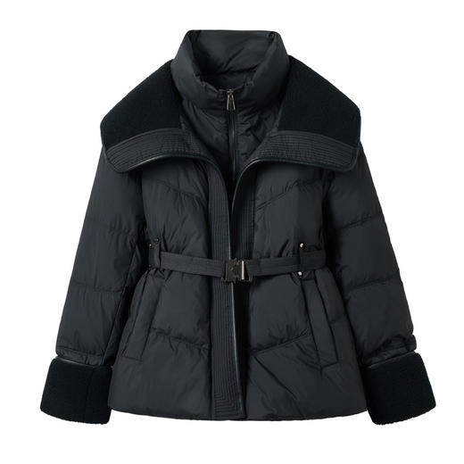 拉链翻领时尚潮牌白鸭绒保暖羽绒服送腰带HR-HBLJRD222 商品图4