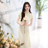 法小曼*子珍专款/高定设计师米白色气质连衣裙韩系主持高级感宴会礼服 商品缩略图4
