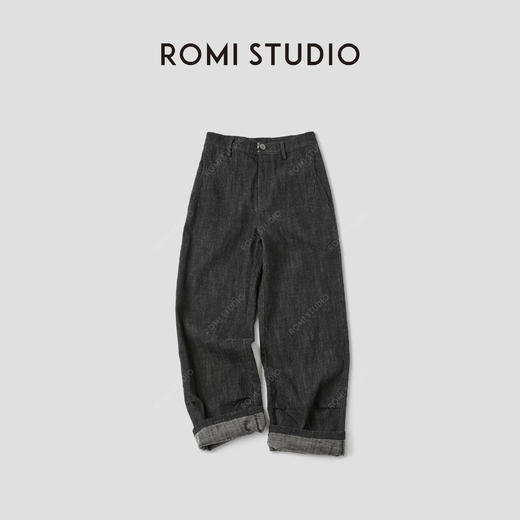 ROMI STUDIO“美式复古”羊毛棉混纺柔软小褶点缀弯刀裤 RWCAXJ5233 商品图0