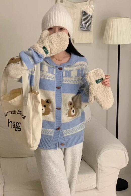 Stay2Weeks 韩系小熊提花休闲洋气羊毛开衫 21919 商品图2