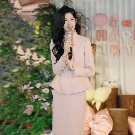 法小曼*子珍专款/高级高端粉色面试职业装套裙女设计感小香风秋冬厚款 商品图1