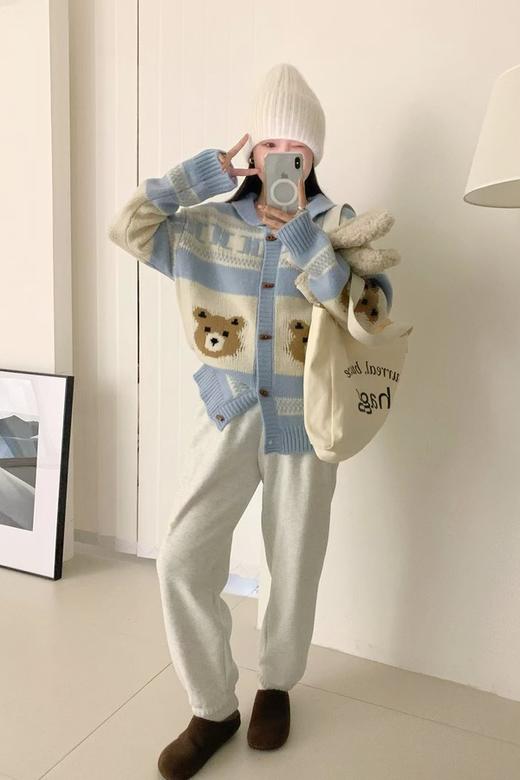 Stay2Weeks 韩系小熊提花休闲洋气羊毛开衫 21919 商品图4