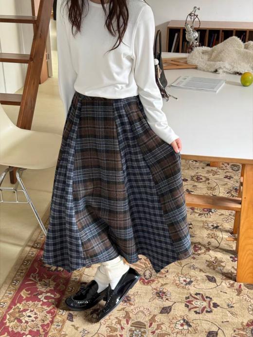 nothe Case布然/NC253207/「栗岛木屋」不规则拼接格纹半裙 商品图0