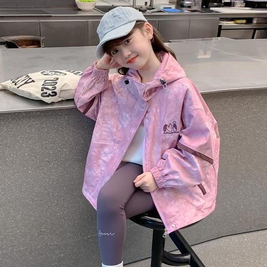 女童外套连帽冲锋衣春秋款2025新款儿童春装衣服洋气童装女孩上衣 商品图1