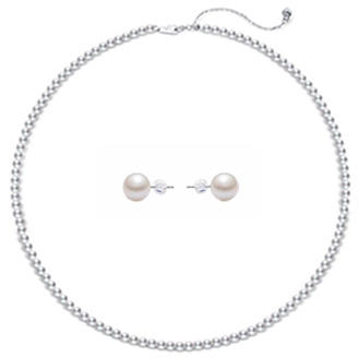 岸纾 天然淡水小米珍珠精品项链配耳钉一对 商品图1