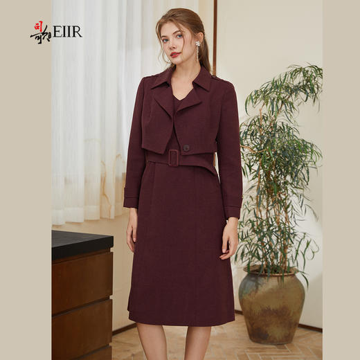 司歌假两件连衣裙收腰端庄优雅秋冬女A921278X 商品图0