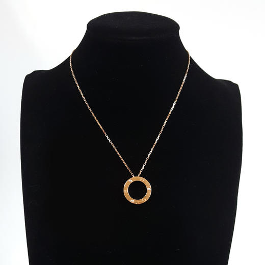 【95新】CARTIER卡地亚LOVE系列B701450018K黄金三钻大圆饼LOVE项链 链长约42CM中性款181125TJ10 商品图6