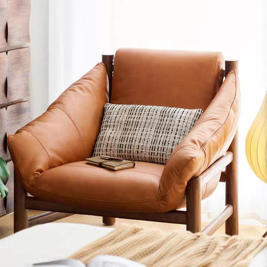 【中古风-YN-12椅】黑胡桃/牛皮/客厅/卧房/休闲椅/咖啡椅 商品图0