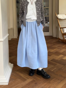 nothe Case布然/NC253214/「柔软蓝湖」毛呢蓬蓬花苞裙