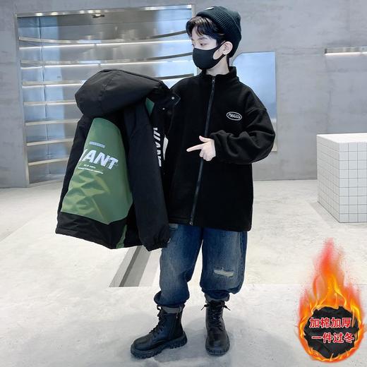 儿童装男童外套加绒加厚2025新款中大童男孩冲锋衣三合一秋冬装潮 商品图2