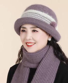 【YW】无忧购59元2件中老年人帽子女冬季新款妈妈婆婆帽老人奶奶老太太加绒保暖毛线帽241131（截单后3-5天发货)