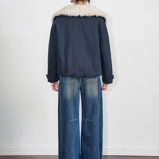 「高货wl」全新升级【铂金会员441/天猫589/差价148】(10037)洛诗琳复古毛翻领拼接羽绒服2025秋冬短款保暖加厚外套 商品图4