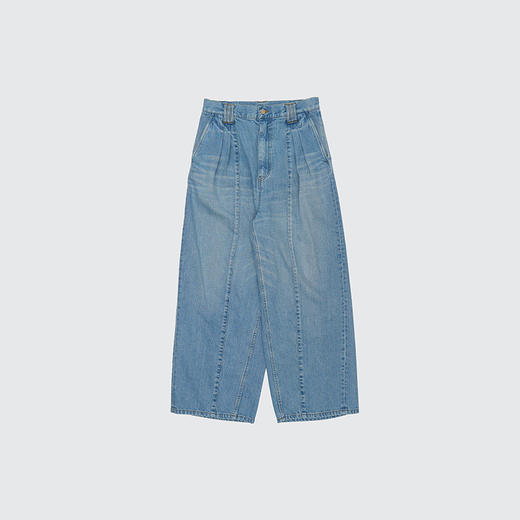YOKE Vintaged Wash Denim 3pleated 复古水洗加工牛仔阔腿裤 商品图4
