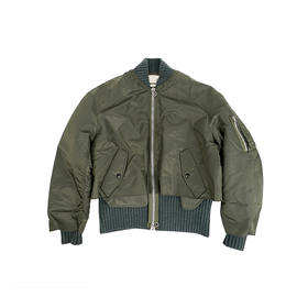 YOKE Connected Rib Knit Flight 不规则拼接军事风飞行夹克