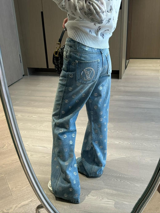 驴家 25秋冬新款 滑雪系列老花珠片牛仔裤(TM) 商品图3