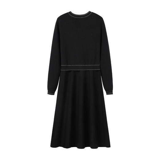 奢姿大码女装2025冬季时尚明线装饰圆领连衣裙胖妹妹气质复古长裙9854870588 商品图1