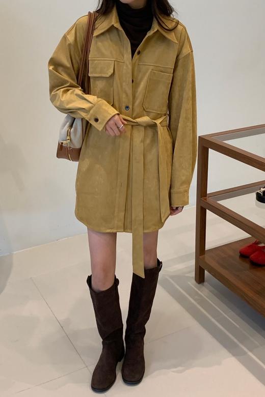 LNNNS 简约工装Polo领衬衫裙系带开衫 21595 商品图0