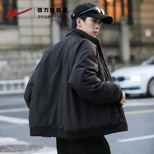 回力棉服男款秋冬休闲男装立领加厚美式工装棒球服飞行员夹克外套 商品图3