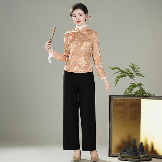 【娇朵】水貂毛领新中式，夹棉加厚保暖唐装旗袍上衣XGT-T25129 商品图1