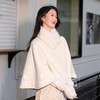 三彩2026新款温柔系奶白毛呢披肩外搭毛绒围脖双排扣轻奢氛围感 商品缩略图3