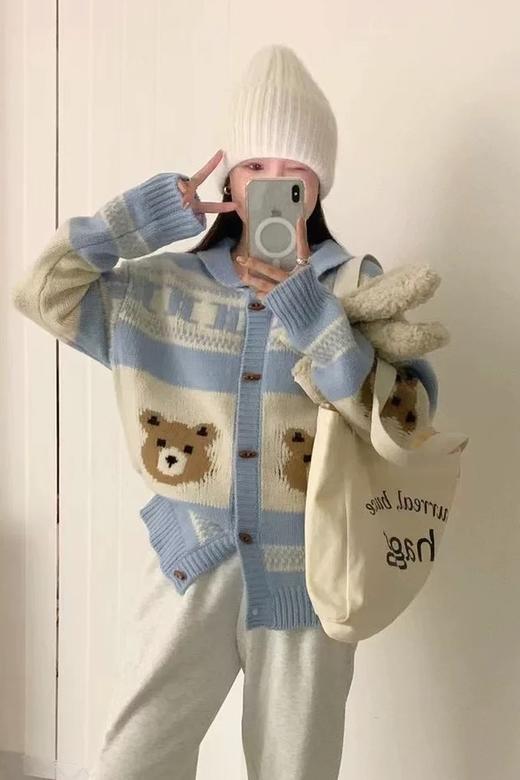 Stay2Weeks 韩系小熊提花休闲洋气羊毛开衫 21919 商品图5