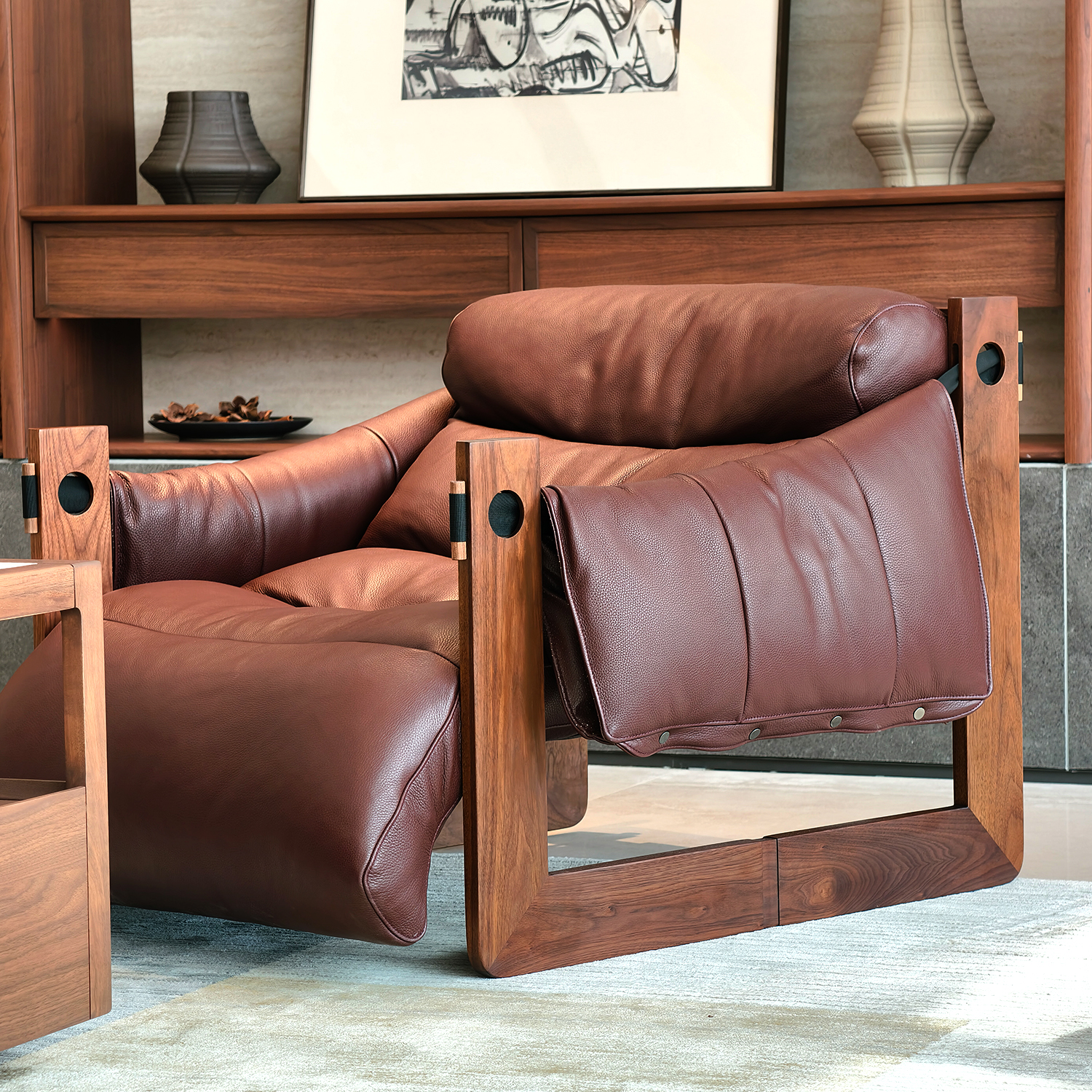 【中古风-YH-20椅】黑胡桃/真皮/客厅/卧房/休闲椅/休闲沙发