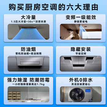 美的（Midea）厨房空调专用机 小凉方 嵌入式大1.5匹单冷变频一级能效 防油烟大冷量CKF-35FW/BN1Y-FG100极地白 商品图3