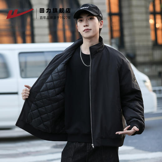 回力棉服男款秋冬休闲男装立领加厚美式工装棒球服飞行员夹克外套 商品图0