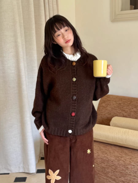 nothe Case布然/NC253221/「酒心冰糖」复古单排彩扣毛衣开衫