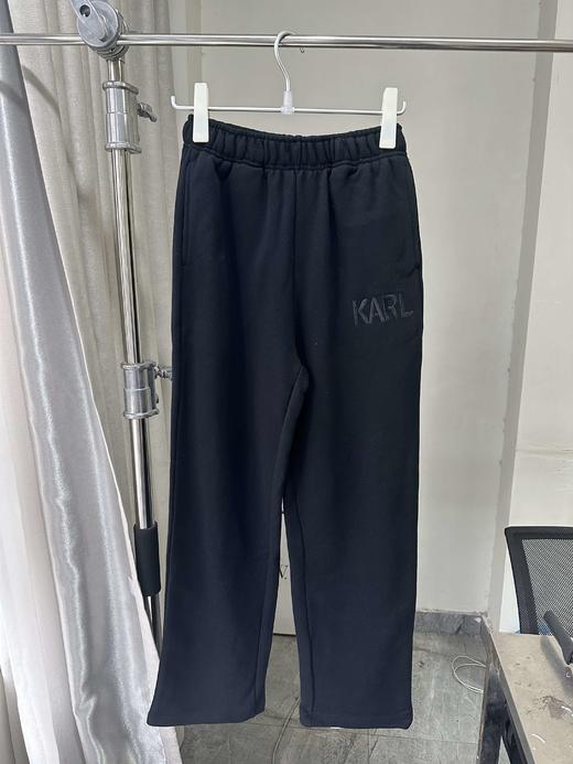 贝壳三 厚实松紧腰字母刺绣休闲裤女磨毛绒直筒棉质卫裤C120313 商品图1