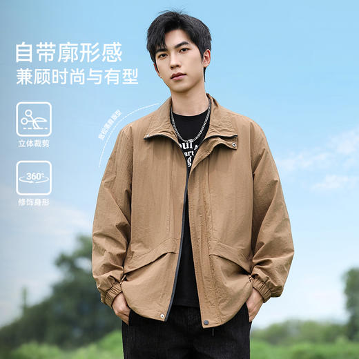 回力外套男款立领夹克2025年秋季新款工装上衣男士休闲宽松冲锋夹克 商品图1