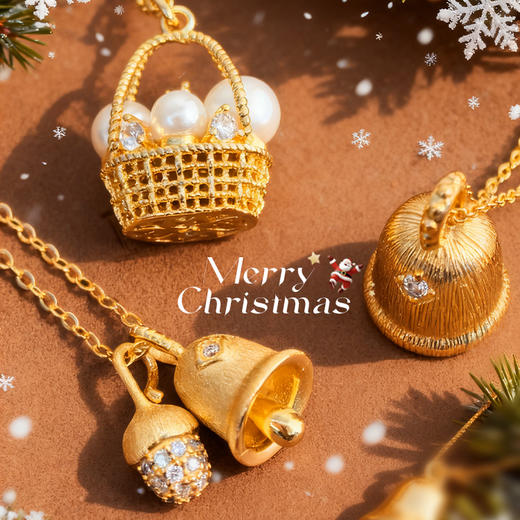 【秋冬圣诞限定】BAOFANDI宝梵迪圣诞节新款精致财篮子拉丝小铃铛项链高级感独特锁骨链BF 商品图0