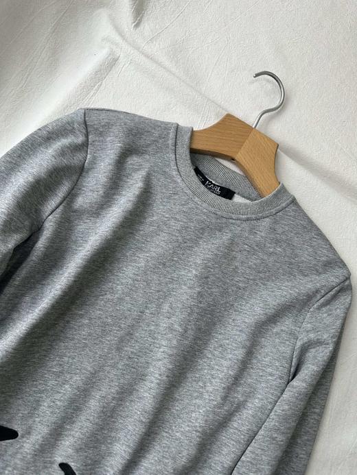 贝壳三 不规则下摆草写字母刺绣短款卫衣毛圈棉长袖上衣C120314 商品图12