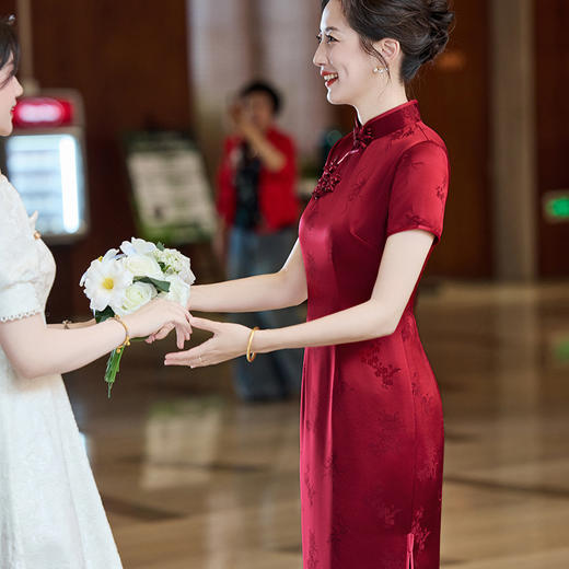 高端婚礼丈母娘装长款连衣裙妈妈装喜婆婆婚宴装改良旗袍礼服LHS-C29 商品图1