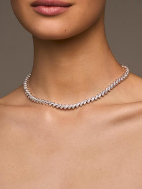 北京仓｜Lili Claspe-Lyra Pavé-银色 锆石 项链［美国设计师］