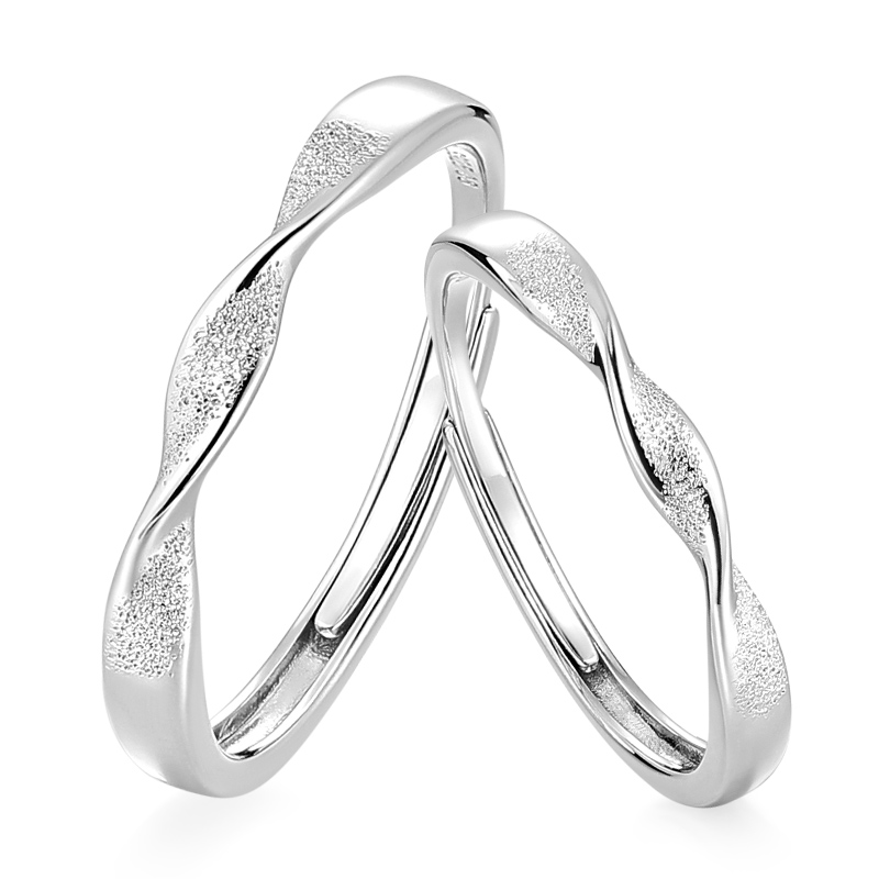 卡蒂罗KADER 星光流转情侣对戒 简约磨砂设计原创开口素圈一对可调节 共赴爱河恋爱频率 s925银 戒指 男女同款情侣款