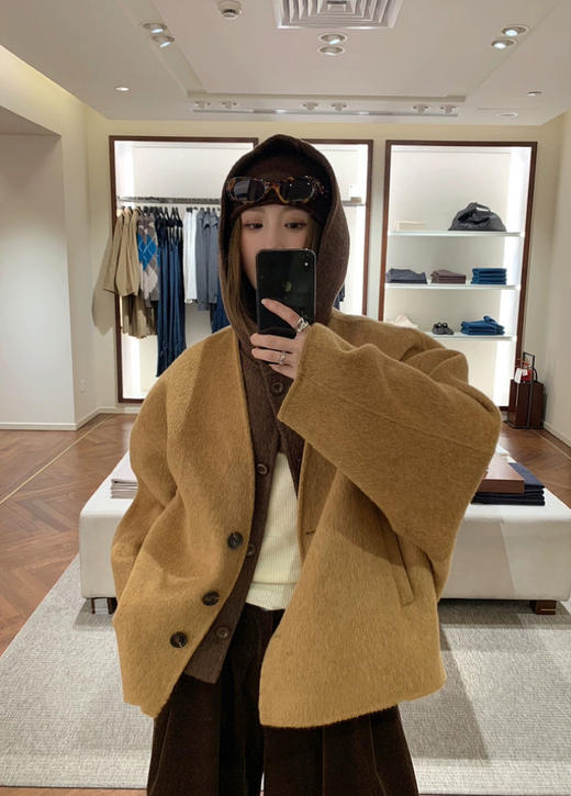 韩国小众订单南瓜色+摩卡棕两件套双面尼大衣 商品图4