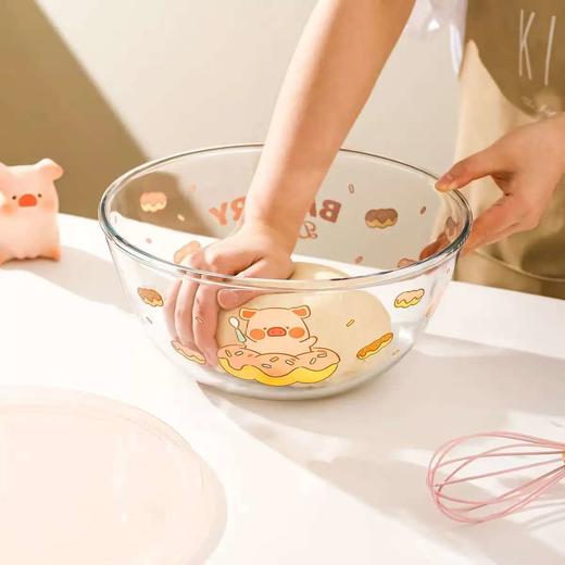 4楼Eubelle欧蓓 川岛屋&lulu猪联名 玻璃揉面盆发面和面盆带盖 烘焙碗 活动价：42.9-79.9元 商品图1